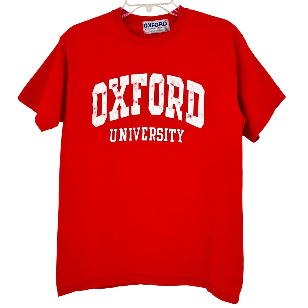 Vintage Oxford University Red Graphic T-Shirt Mens M 90s British Made Collegiate